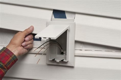 siding trim for electrical box|recessed vinyl siding outlet box.